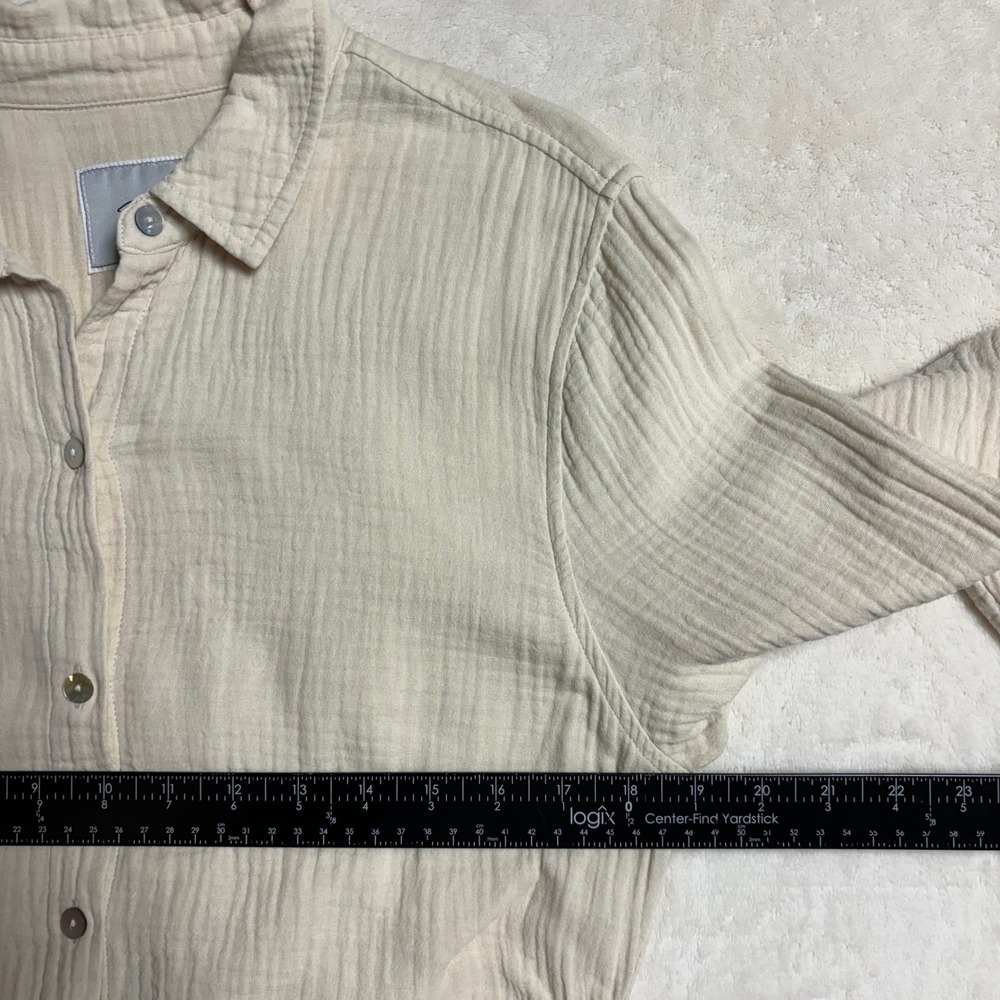Rails Womens Nadia Tie Dress Size Medium Flax Cotton Gauze Long Sleeve Buttons - Picture 12 of 14